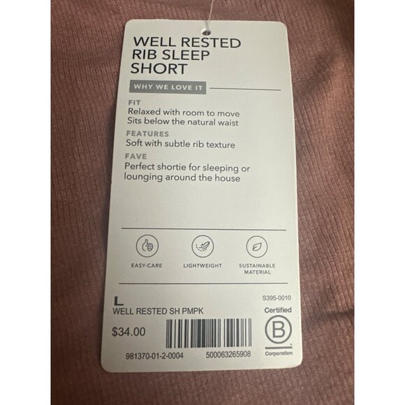 NWT Athleta well rested rib sleep shorts Womens L pink comfy soft relaxed lounge - Picture 5 of 6